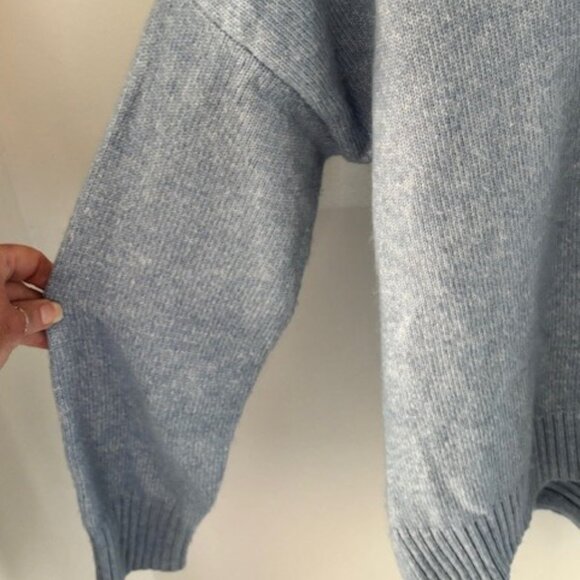 Tahari XL Blue Wash Sweater Long Sleeve Wool Tunic Casual Ribbed Stretch Cozy - Picture 6 of 8